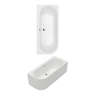 V&B Rechteck-Badewanne Oberon 180x80x62cm, Vorw., Acr., re, st. wh. C+