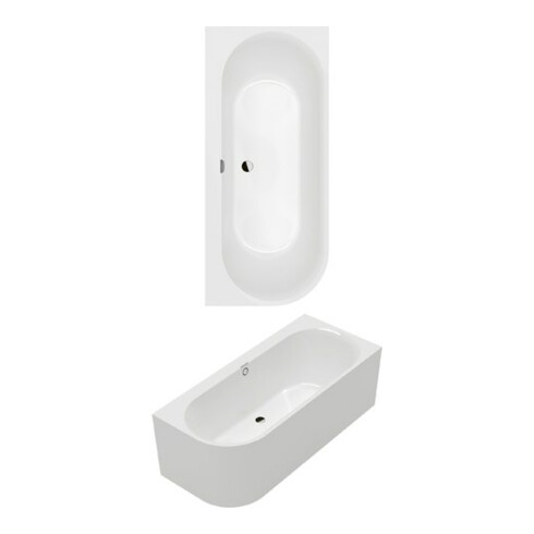 V&B Rechteck-Badewanne Oberon 180x80x62cm, Vorw., Acryl, rechts, weiß