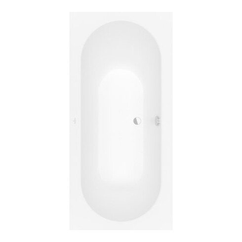 V&B Rechteck-Badewanne Oberon 190x90cm, Ablauf mittig, stone white