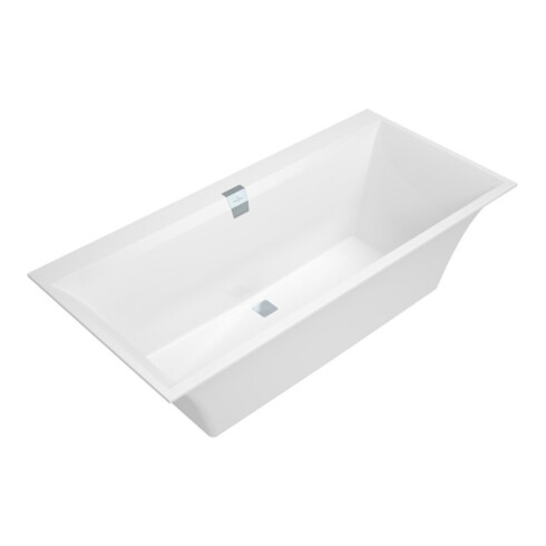 V&B Rechteck-Badewanne Squaro Edge 12 Duo 160x75cm, weiß, Ablauf mittig