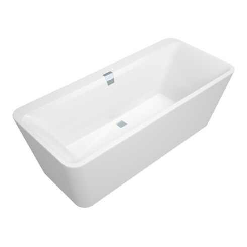 V&B Rechteck-Badewanne Squaro Edge 12 Duo 180x80cm, Abl mitt., freist., m Sch., we