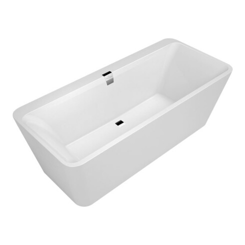 V&B Rechteck-Badewanne Squaro Edge 12 Duo 180x80cm, frei., m Abl/ÜL, verchromt, weiß