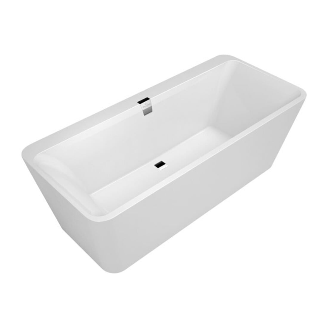 V&B Rechteck-Badewanne Squaro Edge 12 Duo 180x80cm, we, m Ab-/Überlauf, verchromt