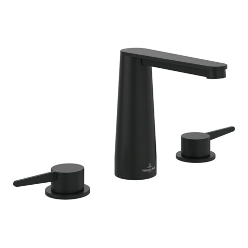 V&B Robinet de lavabo 3 trous Conum sans garniture de vidage, noir mat