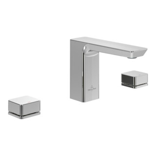 V&B Robinet de lavabo 3 trous Subway 3.0 bec fixe, sans garniture de vidage, chrome