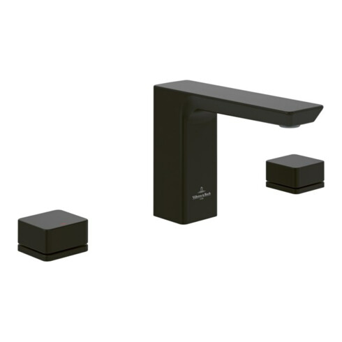 V&B Robinet de lavabo 3 trous Subway 3.0 sortie fixe, sans garniture, noir mat