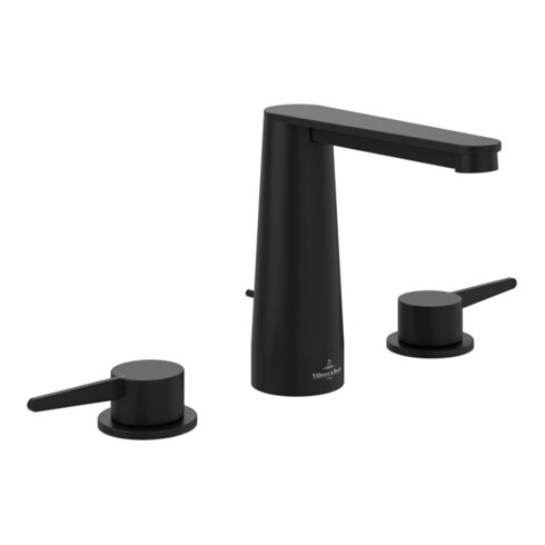 V&B Robinet lavabo 3 trous Conum avec garniture de vidage, noir mat
