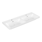 V&B Schrank-Doppelwaschtisch Subway 3.0 130x47cm, eck., m je 1 HL/mit ÜL, weiß