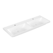 V&B Schrank-Doppelwaschtisch Subway 3.0 130x47cm, eck., m je 1 HL/o ÜL, weiß