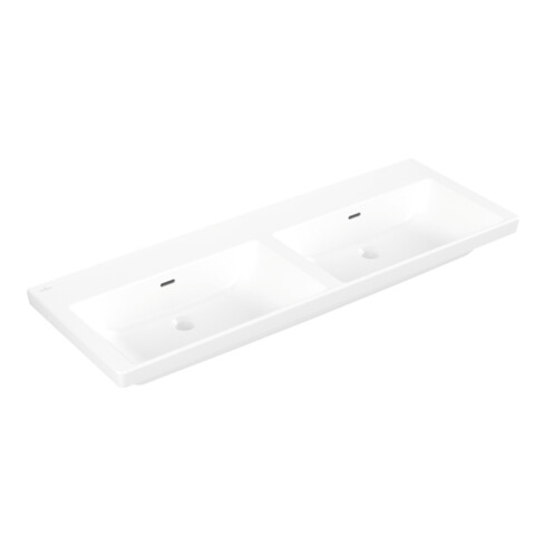 V&B Schrank-Doppelwaschtisch Subway 3.0 130x47cm, eck., m ÜL, stone white C-plus