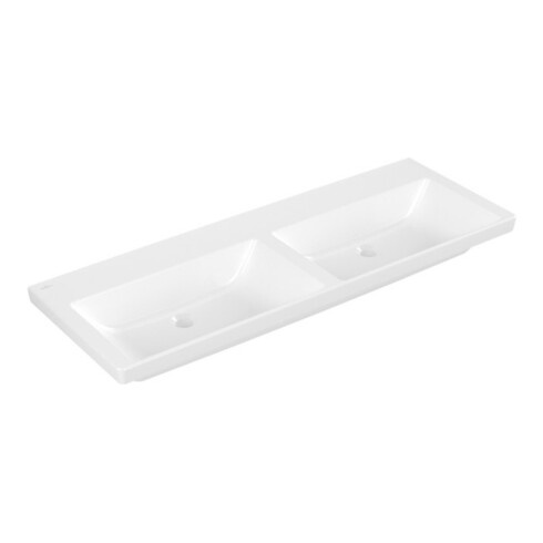 V&B Schrank-Doppelwaschtisch Subway 3.0 130x47cm, eck., o. HL/o Überlauf, weiß