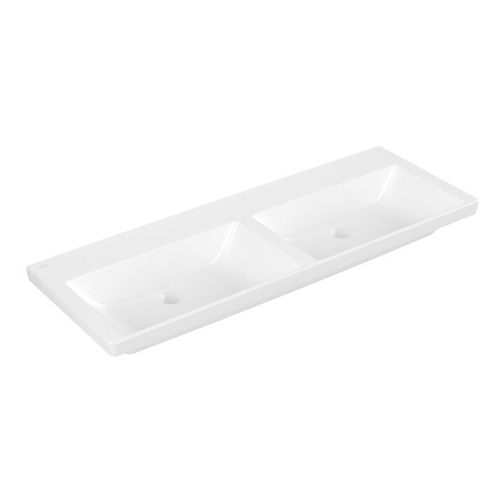 V&B Schrank-Doppelwaschtisch Subway 3.0 130x47cm, eck., o. HL/o ÜL, st. wh. C+