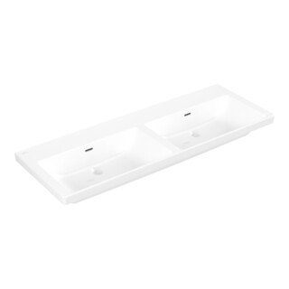 V&B Schrank-Doppelwaschtisch Subway 3.0 130x47cm, eckig, mit Überlauf, weiß