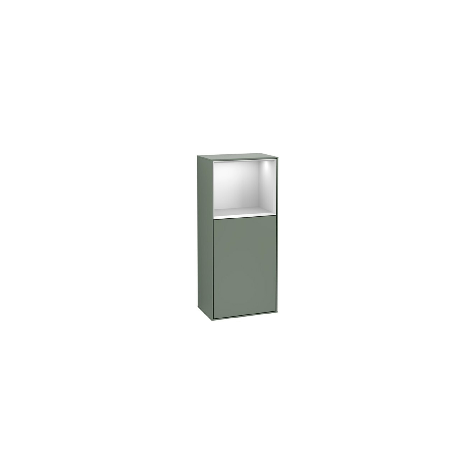 V&B Seitenschrank Finion 41,8x93,6cm, r, Reg ob wh. m, Oli. m Lac ; Villeroy & Boch