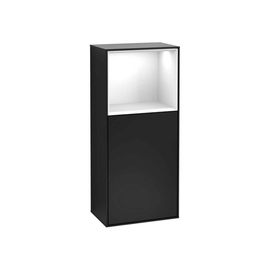 V&B Seitenschrank Finion 41,8x93,6cm, r, Rg ob glo wh., bla m Lac
