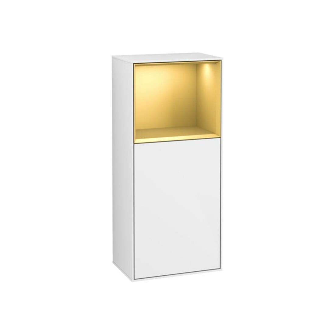 V&B Seitenschrank Finion 41,8x93,6cm, r, Rg ob gol m, glo wh. Lac