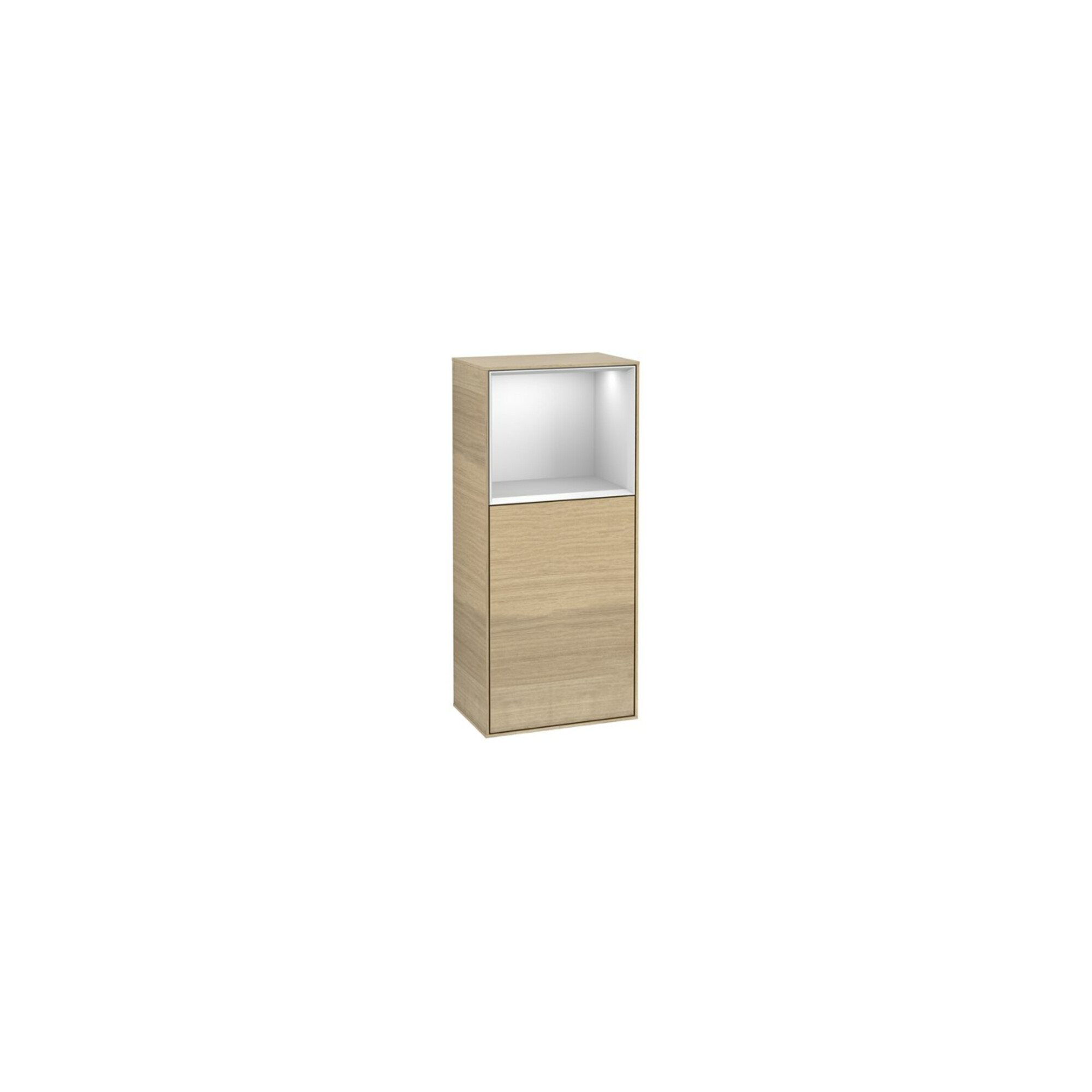 V&B Seitenschrank Wandbeleuchtung Finion 41,8x93,6cm, re, Reg ob wh. m, Oa Veneer ; Villeroy & Boch