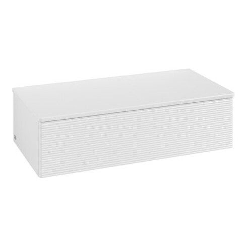 V&B Sideboard mit Frontstruktur Antao 100x26,8x50cm, WBP w. wal, glo wh. Lac