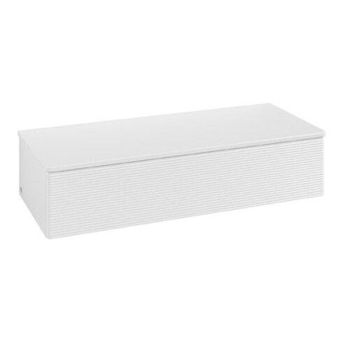 V&B Sideboard mit Frontstruktur Antao 120x26,8x50cm, WBP botti., glo wh. Lac