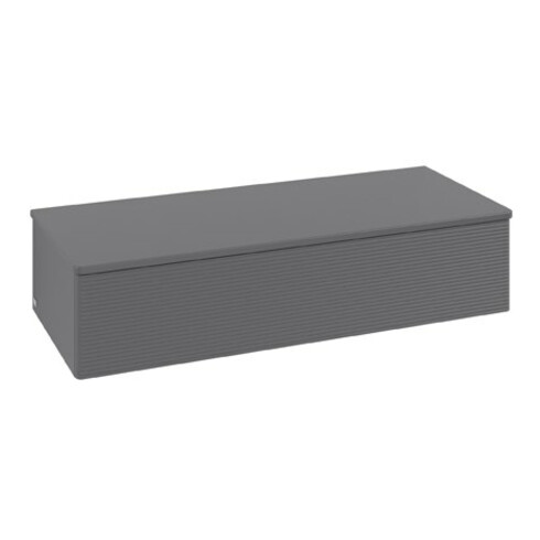 V&B Sideboard mit Frontstruktur Antao 120x26,8x50cm, WBP Lac, Anthrac. m Lac