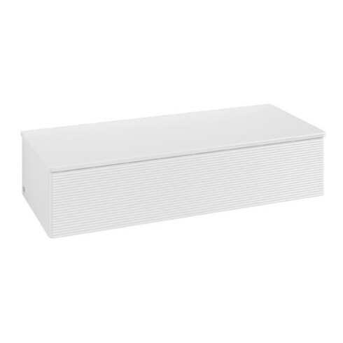 V&B Sideboard mit Frontstruktur Antao 120x26,8x50cm, WBP Lac, glo wh. Lac