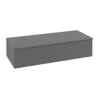 V&B Sideboard mit Frontstruktur Antao 120x26,8x50cm, WBP w wal, Anthrac. m Lac