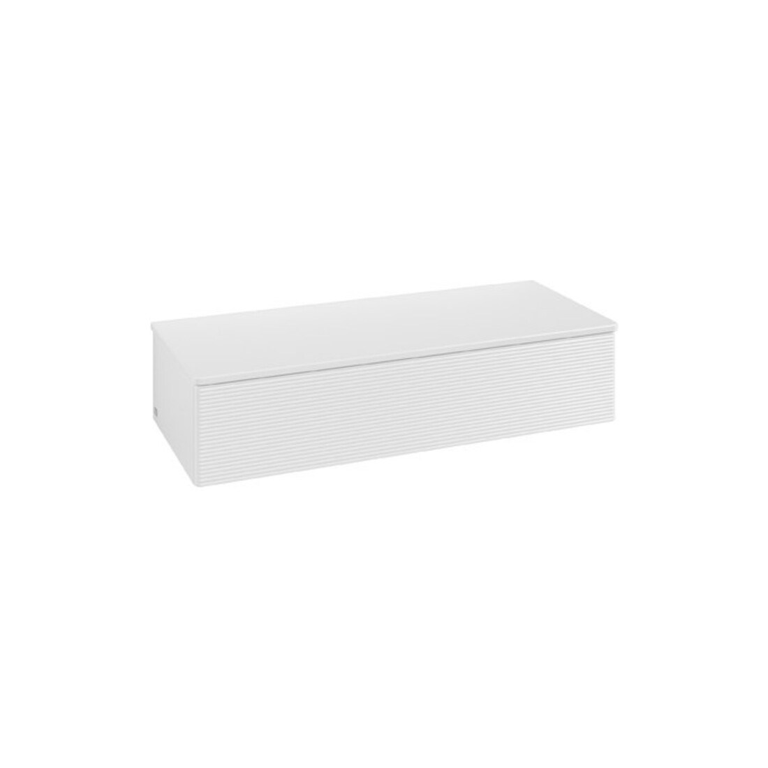V&B Sideboard mit Frontstruktur Antao 120x26,8x50cm, WBP w. wal, glo wh. Lac