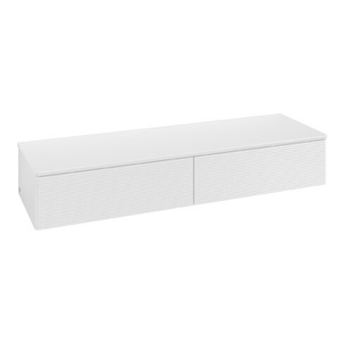 V&B Sideboard mit Frontstruktur Antao 160x26,8x50cm, WBP Lac, glo wh. Lac