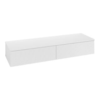 V&B Sideboard mit Frontstruktur Antao 160x26,8x50cm, WBP w. wal, glo wh. Lac