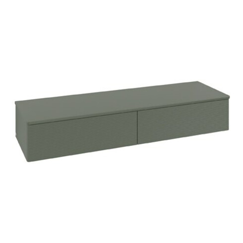V&B Sideboard mit Frontstruktur Antao 160x26,8x50cm, WBP w wal, lea gre. m Lac