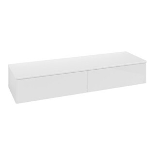 V&B Sideboard ohne Frontstruktur Antao 160x26,8x50cm, WBP hon. Oa, glo wh. Lac