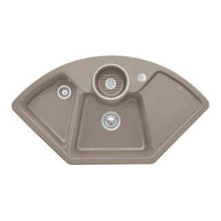 V&B Solo Évier d'angle avec garniture vidage, excentrique, timber CeramicPlus
