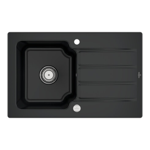 V&B Spüle Architectura 45 m Abl.garn, Exzenter, pure black