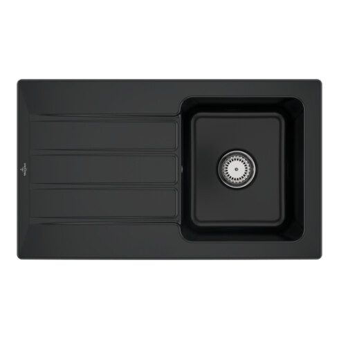 V&B Spüle Architectura 50 m Abl.garn, Handbetätigung, pure black