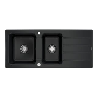 V&B Spüle Architectura 80 m Abl.garn, Exzenter, pure black