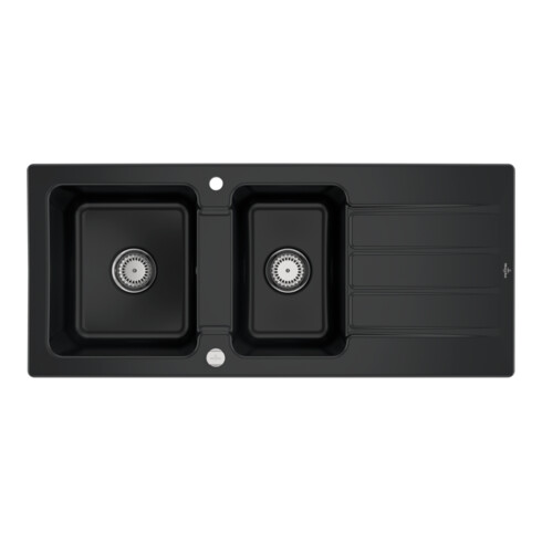 V&B Spüle Architectura 80 m Abl.garn, Exzenter, pure black