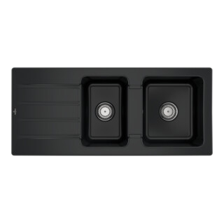 V&B Spüle Architectura 80 m Abl.garn, Handbetätigung, pure black