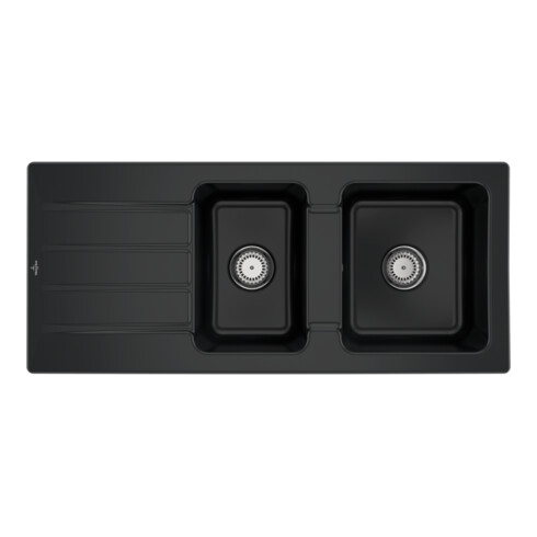 V&B Spüle Architectura 80 m Abl.garn, Handbetätigung, pure black