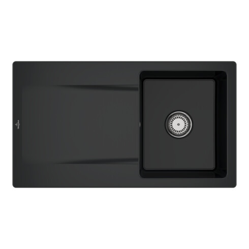 V&B Spüle Siluet 50 m Abl.garn, Handbetätigung, pure black