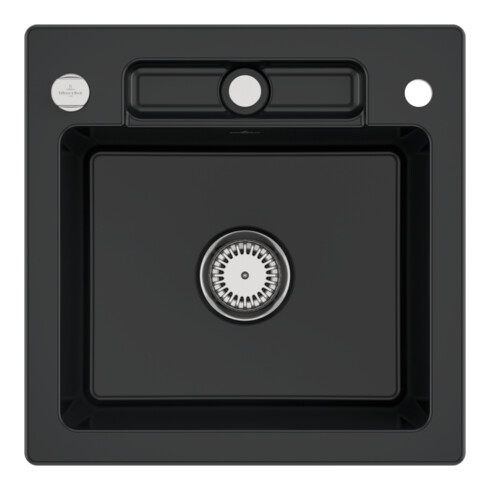 V&B Spüle Siluet 50 S m Abl.garn, Exzenter, pure black