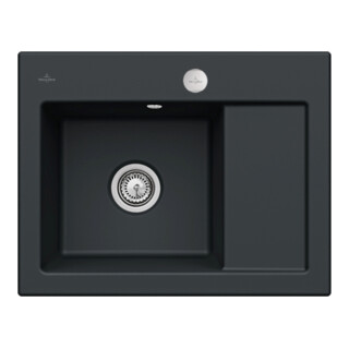 V&B Spüle Subway 45 Compact li, m Abl.garn, Exzenter, pure black