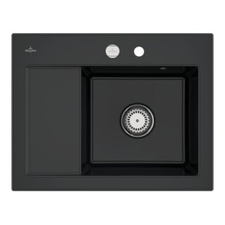 V&B Spüle Subway 45 Compact re, m Abl.garn, Exzenter, pure black