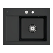 V&B Spüle Subway 45 Compact re, m Abl.garn, Exzenter, pure black