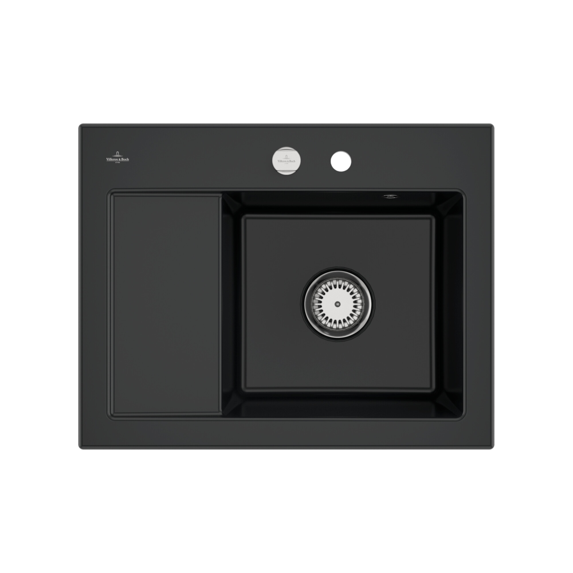V&B Spüle Subway 45 Compact re, m Abl.garn, Exzenter, pure black ; Villeroy & Boch