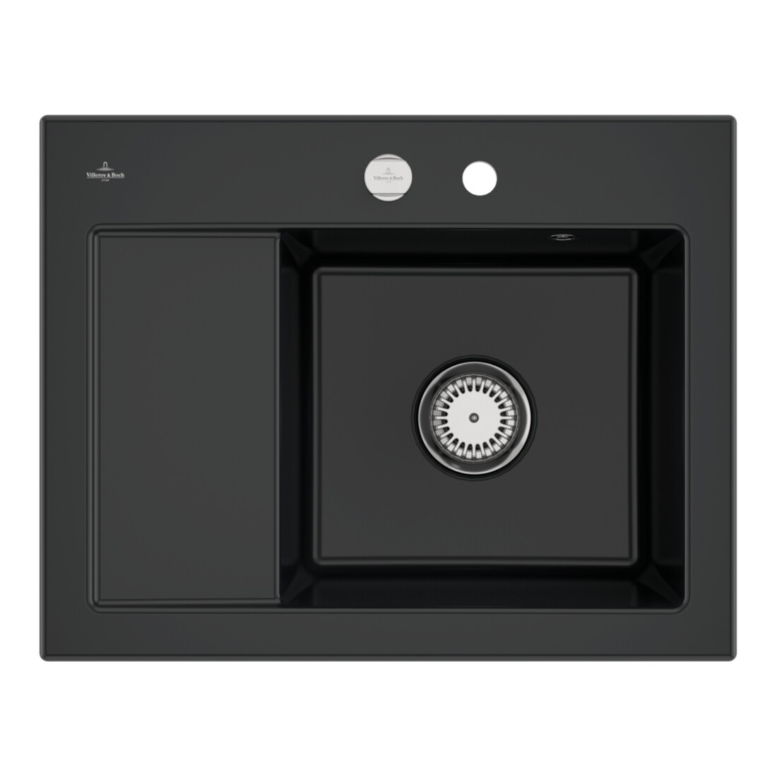 V&B Spüle Subway 45 Compact re, m Abl.garn, Exzenter, pure black