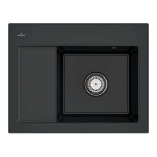 V&B Spüle Subway 45 Compact re, m Abl.garn, Hand., pure black
