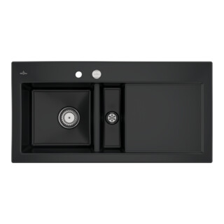 V&B Spüle Subway 60 li, m Abl.garn, Exzenter, pure black