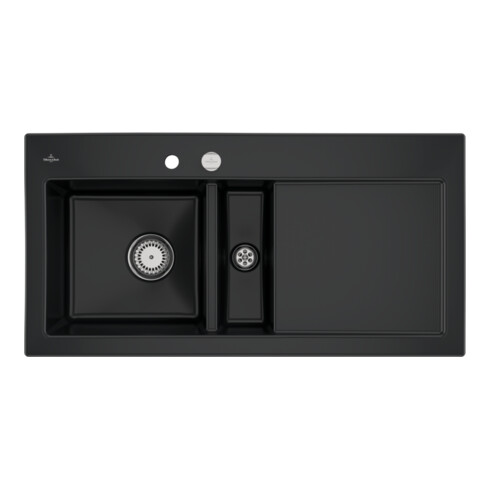 V&B Spüle Subway 60 li, m Abl.garn, Exzenter, pure black