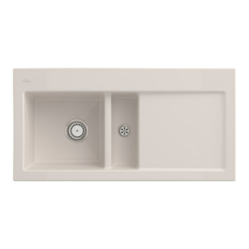 V&B Spüle Subway 60 li, m Abl.garn, Hand., crema CeramicPlus