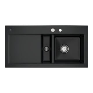 V&B Spüle Subway 60 re, m Abl.garn, Exzenter, pure black